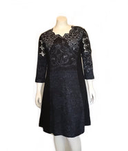 Navy / Black Cotton 3/4 length sleeve Tunic dress