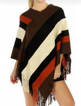Color Blocked striped poncho