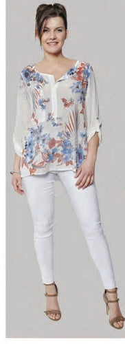 V-Neck Sparkle/Floral Blouse