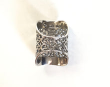 Sterling silver Filigree cutout shield Ring