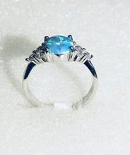 Oval Opal Ring 3 CZ Stones on Both sides