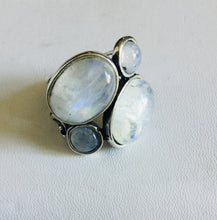 Sterling Silver cluster Moonstone ring