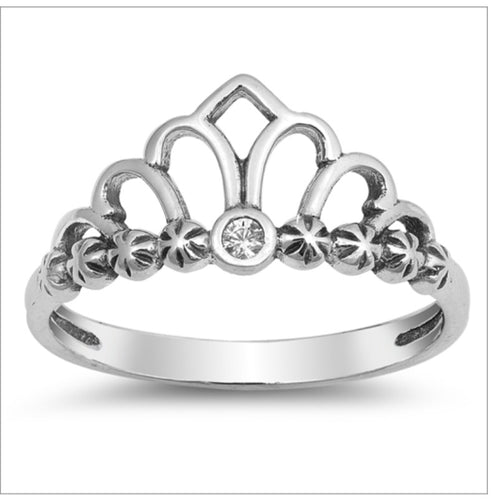 Single Cz stone Tiara Ring