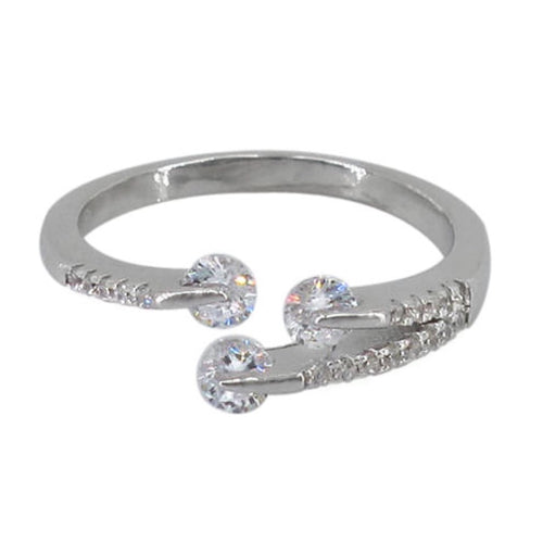 Clear round cut Cz wrap silver Ring