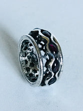 Sterling silver wave Garnet spinner ring