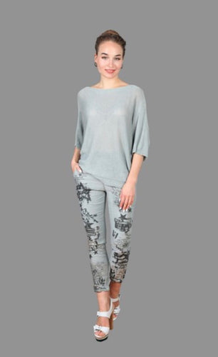 Multi Star Print Drawstring Crop Pant