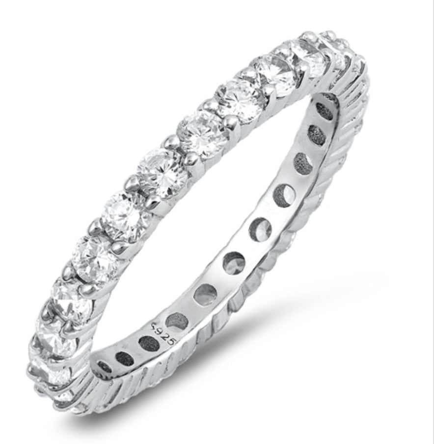 925 Sterling Silver Cz Eternity Band