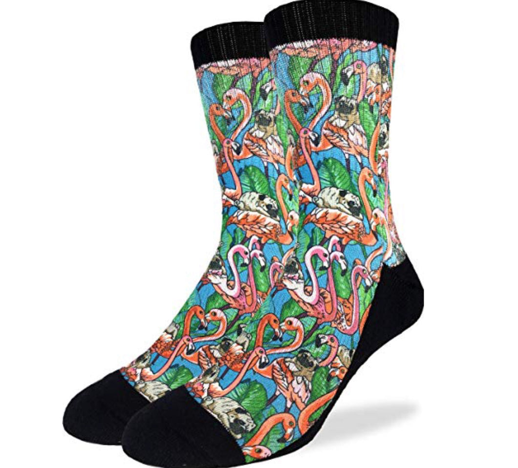 Men’s Pug and Flamingo Graphic Active Fit Fun Sock