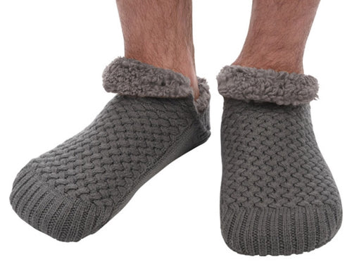 Men’s Basket weave Sherpa lined Grey Slipper/Sock
