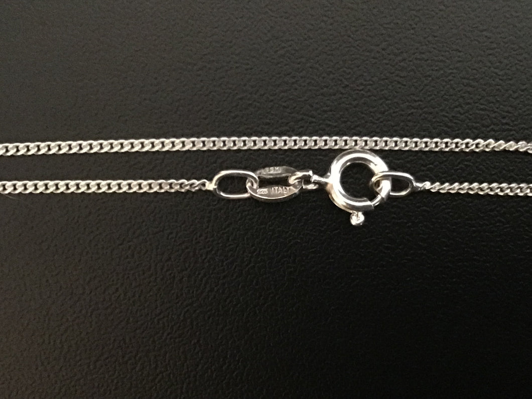 Flat fine curb Sterling silver chain