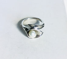Sterling silver  wrapped Calla Lilly/ fresh water Pearl Ring
