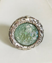 Signet Style Roman glass expandable Silver Ring