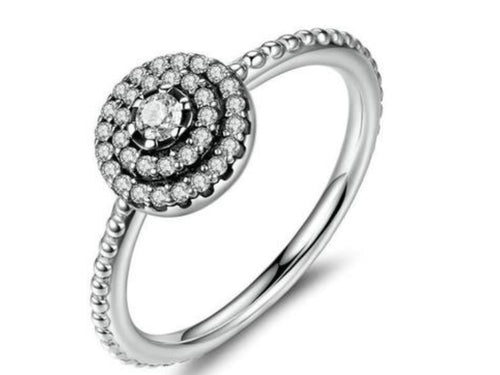 Cz Flower Silver Ring