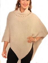 Cherishh Knit Turtle Neck Poncho with Pearl detail
