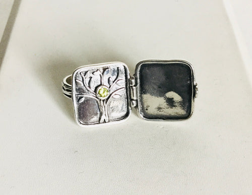 Sterling silver Tree of life locket Ring