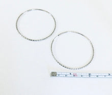Diamond Etch Sterling Silver large hoop earrings