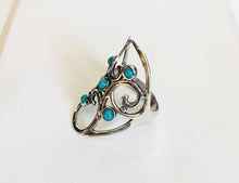 Sterling silver Turquoise studded shield ring