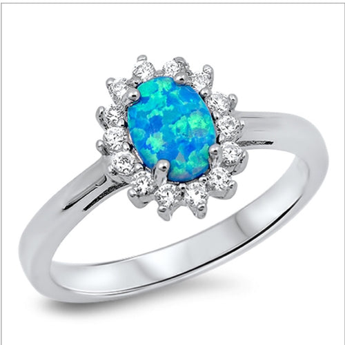 Oval cut Opal clear Cz set Ring