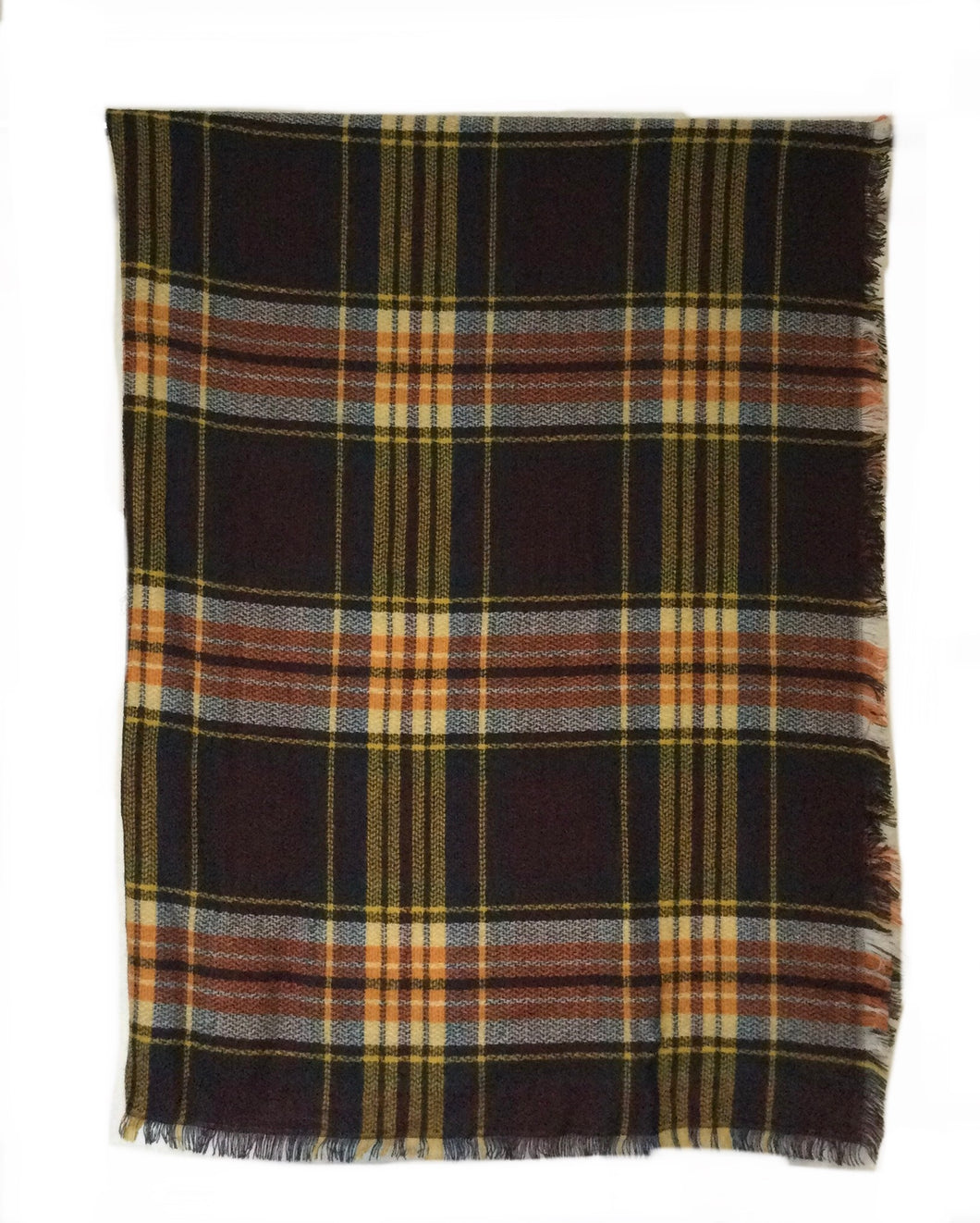 Plaid Blanket Burgundy/ Yellow Scarf