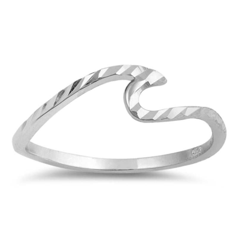Diamond Cut wave Silver Ring