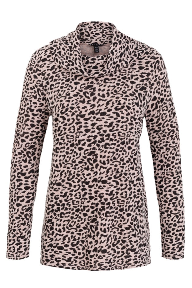 Leopard Print Cowl Neck Top