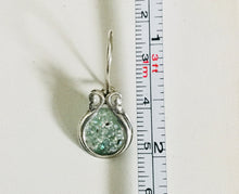 Round face Roman Glass Sterling Silver Earrings