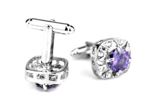 Star Cutout Cz Amethyst Cufflinks