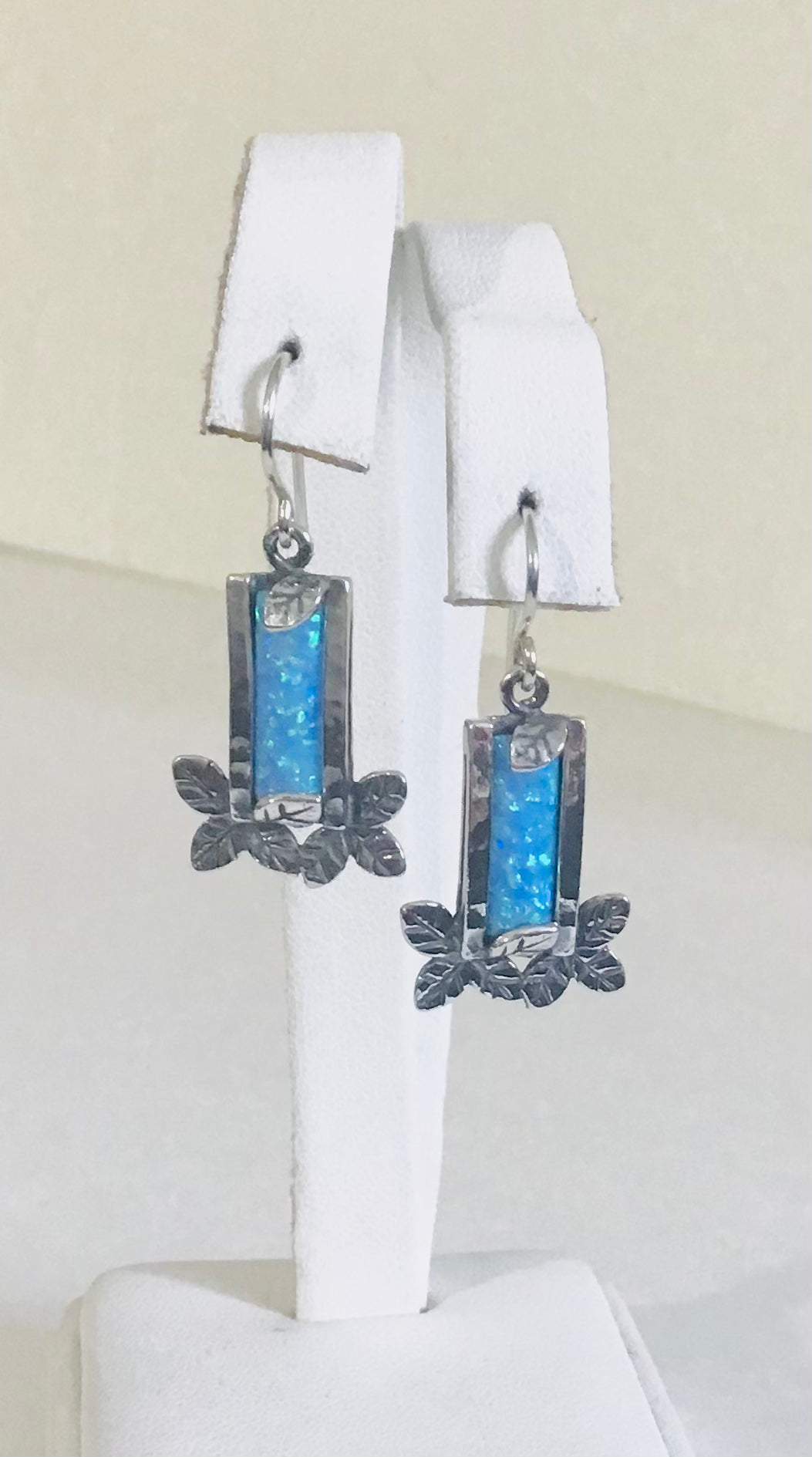 Silver Opal leaf design Earrings