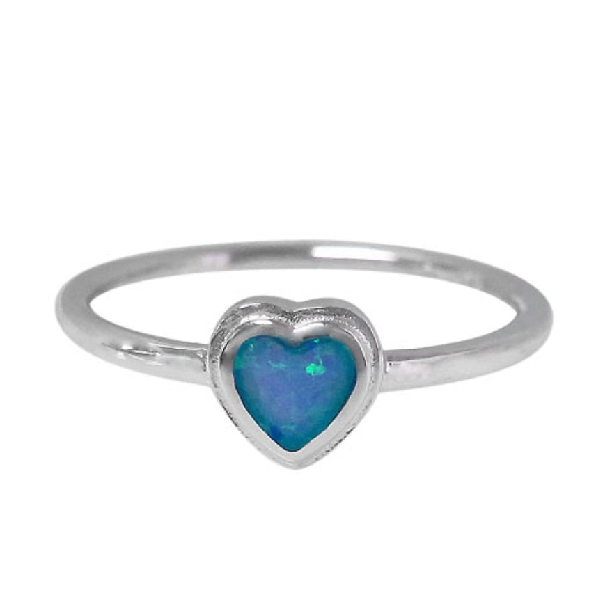 Small Opal Heart Ring