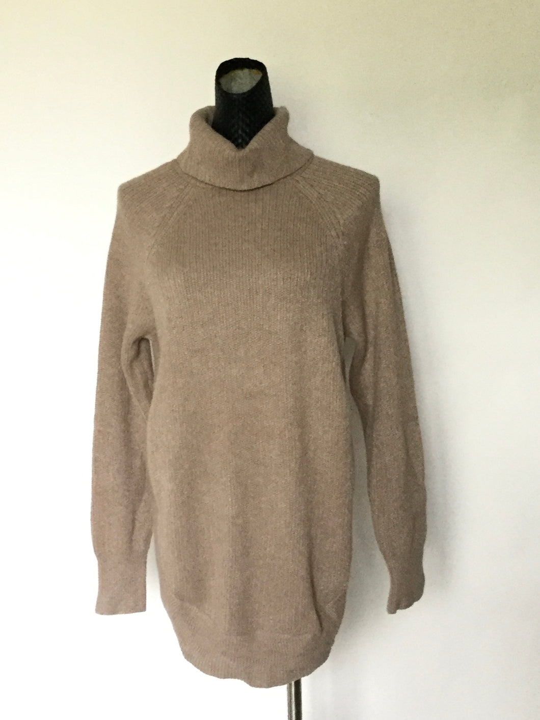 Cowl neck chunky sweater side slit