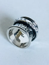 Sterling silver Wide Oxidized Spinner with Cz  Stones
