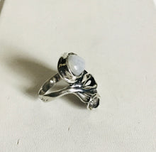 Calla lilly Moon Stone Silver Ring