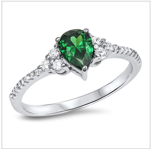 Marquis cut Cz Emerald Sterling silver  Ring