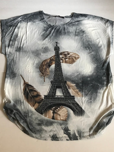 Eiffel Tower And Feather detail Fun Top