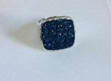 Blue Druzy sterling silver Ring