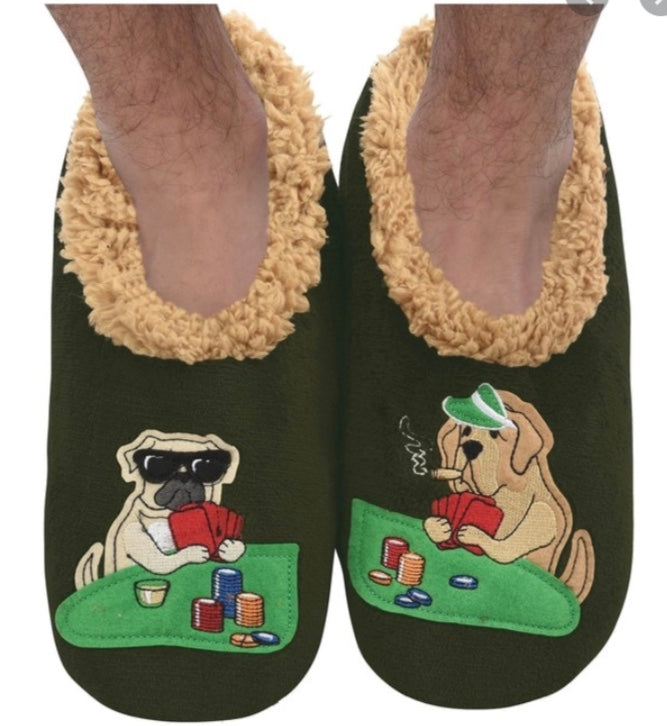 Poker Dogs Snoozie Slippers