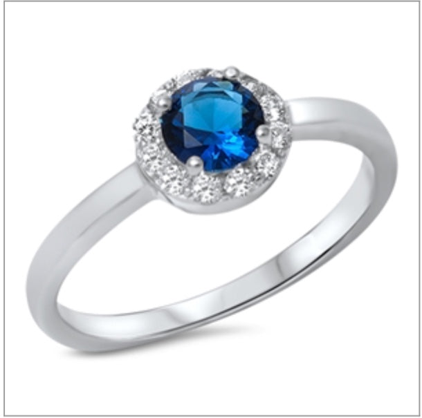 Round cut Cz Sapphire Ring