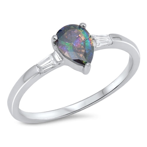 Marquis Cut Rainbow Topaz Silver Ring