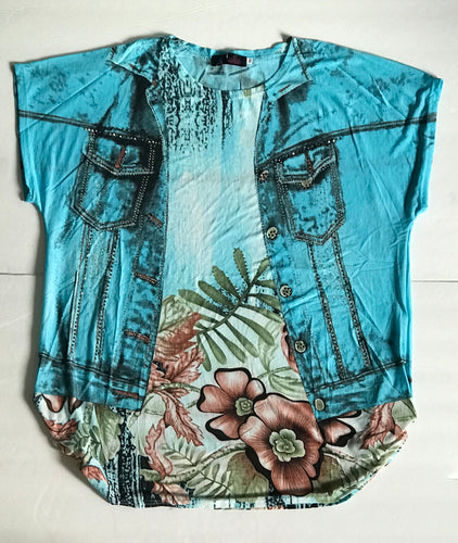 Open Jacket Floral Detail Fun Top