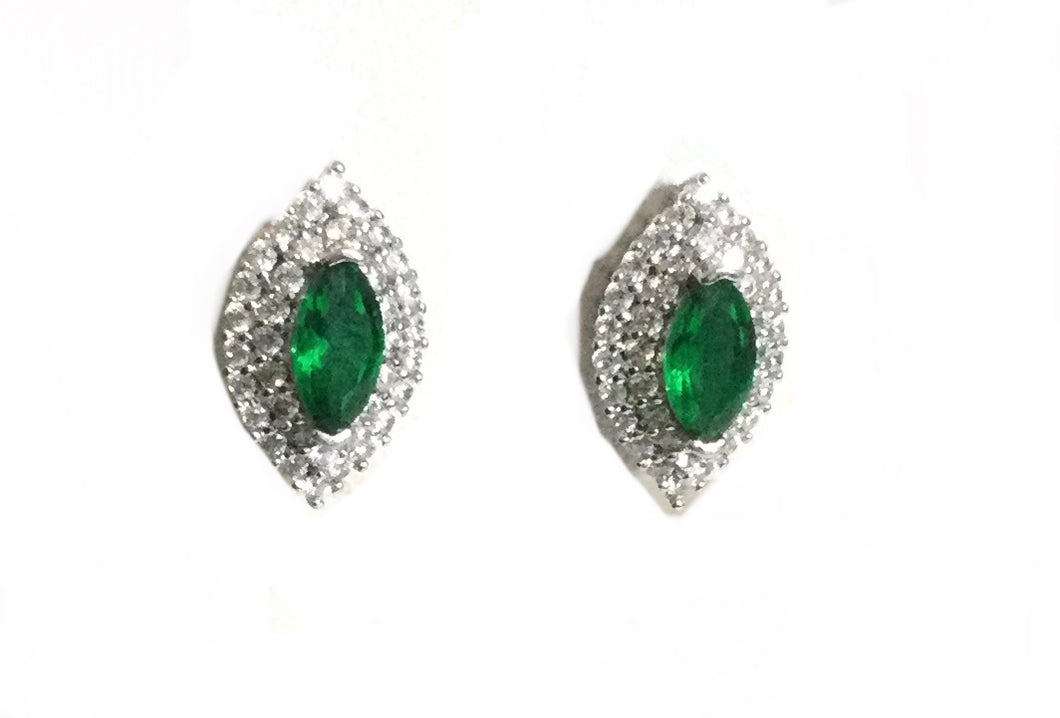 Emerald green marquise cut earring