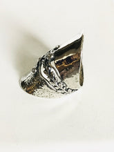Sterling silver leaf shield Ring