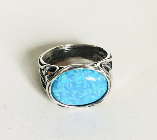 Sterling silver lab Opal Ring