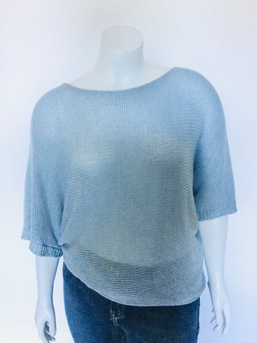 Slate Blue Knit Short Sleeve Top