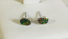 Fire Opal silver stud earrings