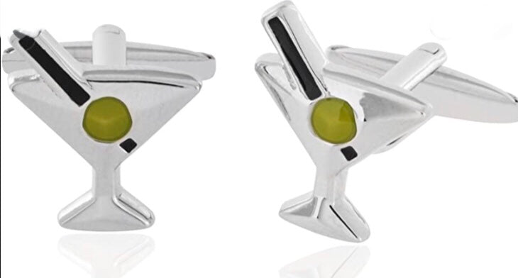 Cufflink Martini 3D with olive.