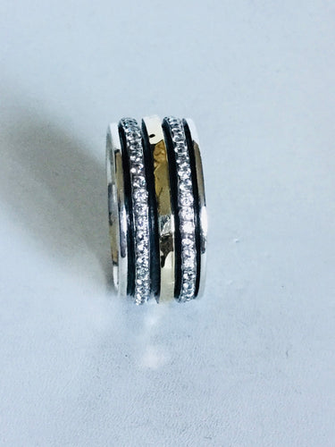 Sterling silver and Yellow Gold Spinner Ring