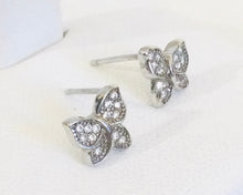 Butterfly silver Cubic zirconia stud earrings
