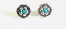 Flower stud silver Turquoise earrings