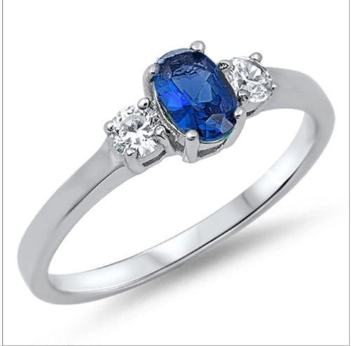 Oval CZ colour Stone with Single Round cut clear CZ