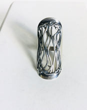 Sterling silver wire look shield ring